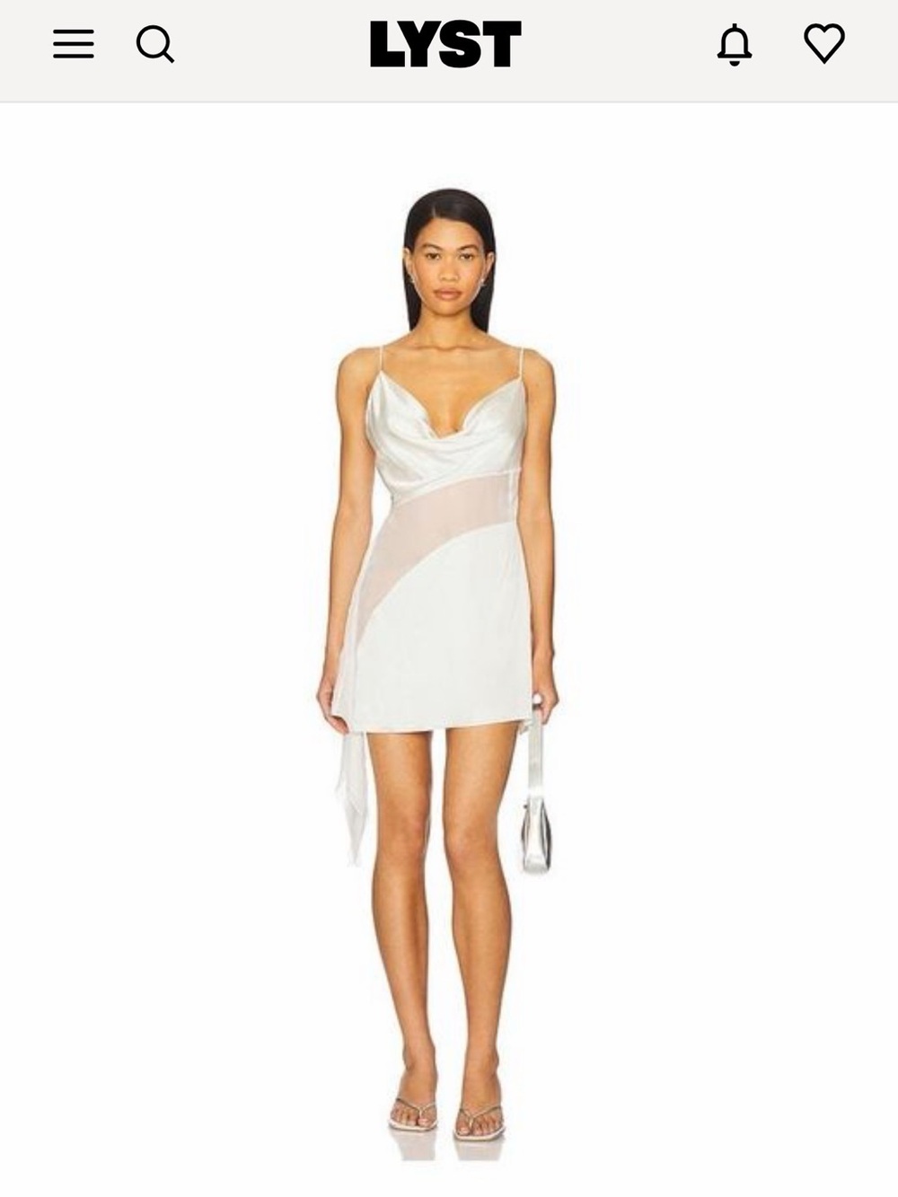 NBD White Slip Mini Dress with Sheer Panel